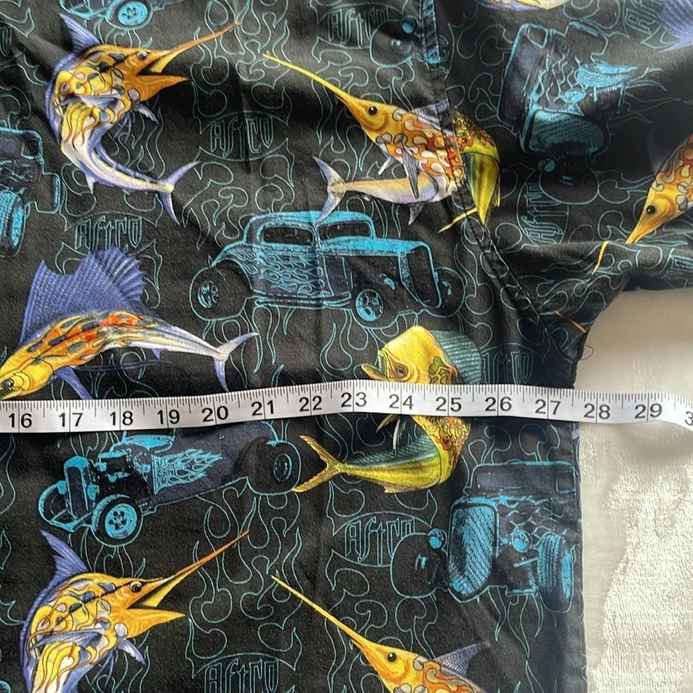 Vintage Bluewater AFTCO Sword Fish Hot Rod Hawaiian Short Sleeve Shirt 2XL - Picture 6 of 8